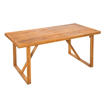 7 Pieces Acacia Wood Outdoor Dining Set s,Modern 6 Chairs 1 Large Table, Dining Furniture Set for Lawn, Backyard, Garden Deck,Poolside,Beige - 1st Choice Furniture Direct