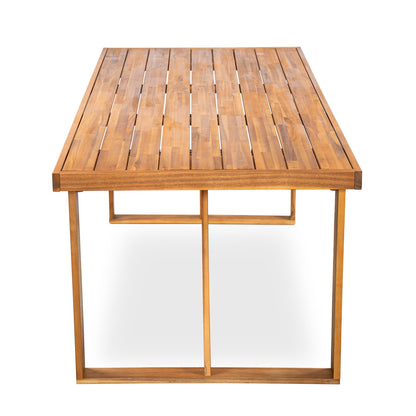 7 Pieces Acacia Wood Outdoor Dining Set s,Modern 6 Chairs 1 Large Table, Dining Furniture Set for Lawn, Backyard, Garden Deck,Poolside,Beige - 1st Choice Furniture Direct