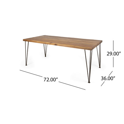 7 Pieces Acacia Wood Outdoor Dining Set s,Modern 6 Chairs 1 Large Table,Dining Furniture Set for Lawn, Backyard, Garden Deck,Poolside,Teak - 1st Choice Furniture Direct
