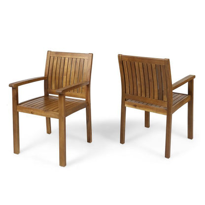 7 Pieces Acacia Wood Outdoor Dining Set s,Modern 6 Chairs 1 Large Table,Dining Furniture Set for Lawn, Backyard, Garden Deck,Poolside,Teak - 1st Choice Furniture Direct