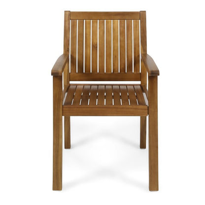 7 Pieces Acacia Wood Outdoor Dining Set s,Modern 6 Chairs 1 Large Table,Dining Furniture Set for Lawn, Backyard, Garden Deck,Poolside,Teak - 1st Choice Furniture Direct