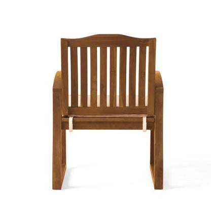 7 Pieces Acacia Wood Outdoor Dining Set with Cream Cushions,Modern 6 Chairs 1 Large Table,Dining Furniture Set for Lawn, Backyard, Garden Deck,Poolside,Teak - 1st Choice Furniture Direct