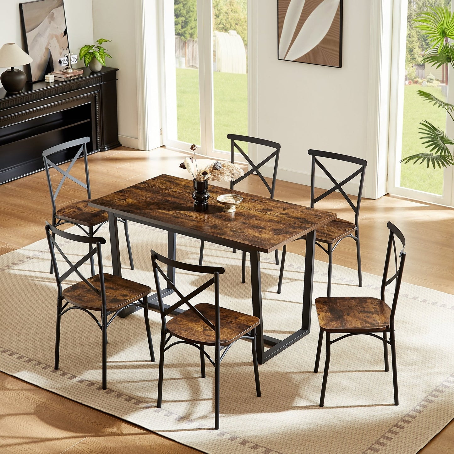 7 Pieces Dining Set 7-Piece Kitchen Table Set Perfect for Kitchen, Breakfast Nook, Living Room Occasions - 1st Choice Furniture Direct