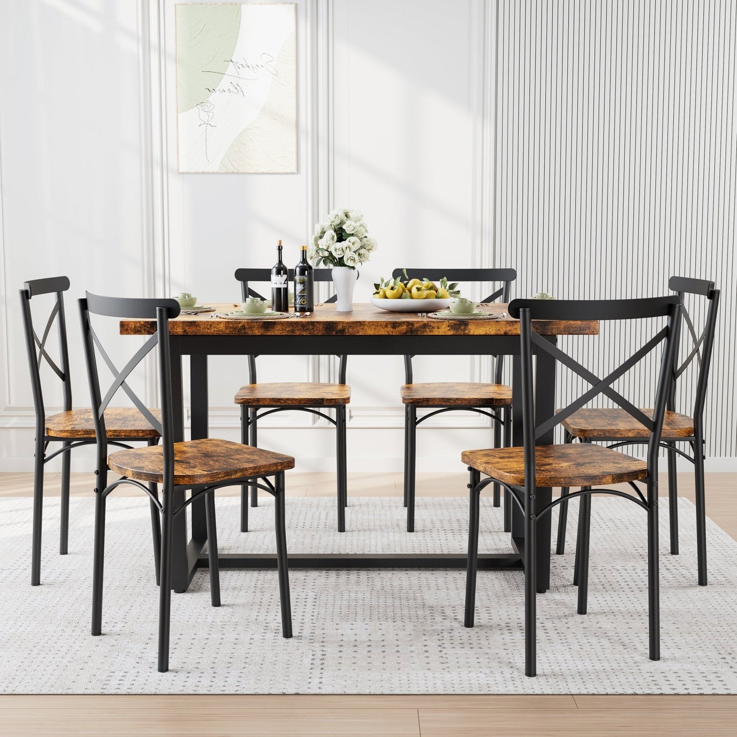 7 Pieces Dining Set 7-Piece Kitchen Table Set Perfect for Kitchen, Breakfast Nook, Living Room Occasions - 1st Choice Furniture Direct