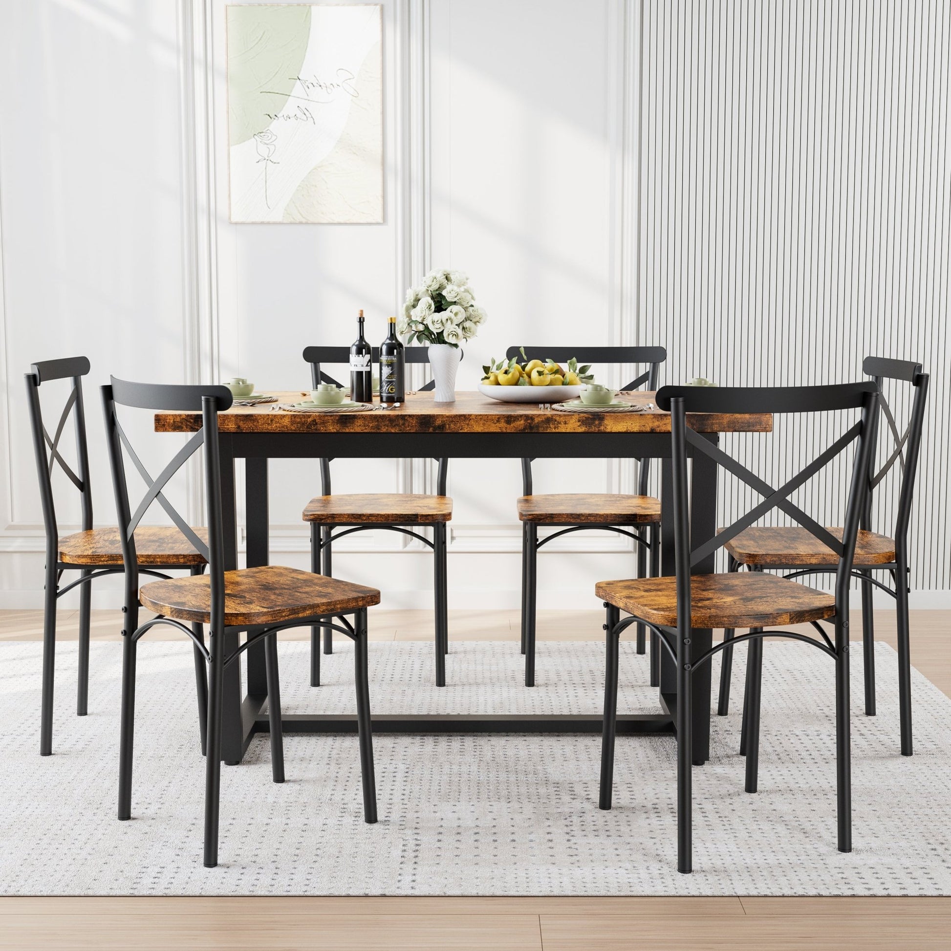 7 Pieces Dining Set 7-Piece Kitchen Table Set Perfect for Kitchen, Breakfast Nook, Living Room Occasions - 1st Choice Furniture Direct