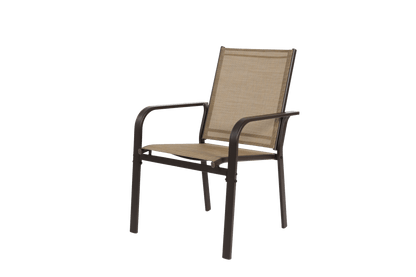 7 Pieces Patio Dining Set, Outdoor Furniture Table and 6 Textilene Chairs, Outdoor Furniture with Rectangular Table and 6 Stackable Chairs Family Conversation Set for Garden Backyard Deck - Brown - 1st Choice Furniture Direct