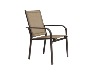 7 Pieces Patio Dining Set, Outdoor Furniture Table and 6 Textilene Chairs, Outdoor Furniture with Rectangular Table and 6 Stackable Chairs Family Conversation Set for Garden Backyard Deck - Brown - 1st Choice Furniture Direct