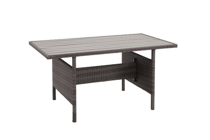 7 - Pieces PE Rattan Wicker Patio Dining Sectional Cusions Sofa Set with Grey cushions - 1st Choice Furniture Direct