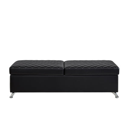 1st Choice Modern 56.7" Bed Bench with Storage Black Leather