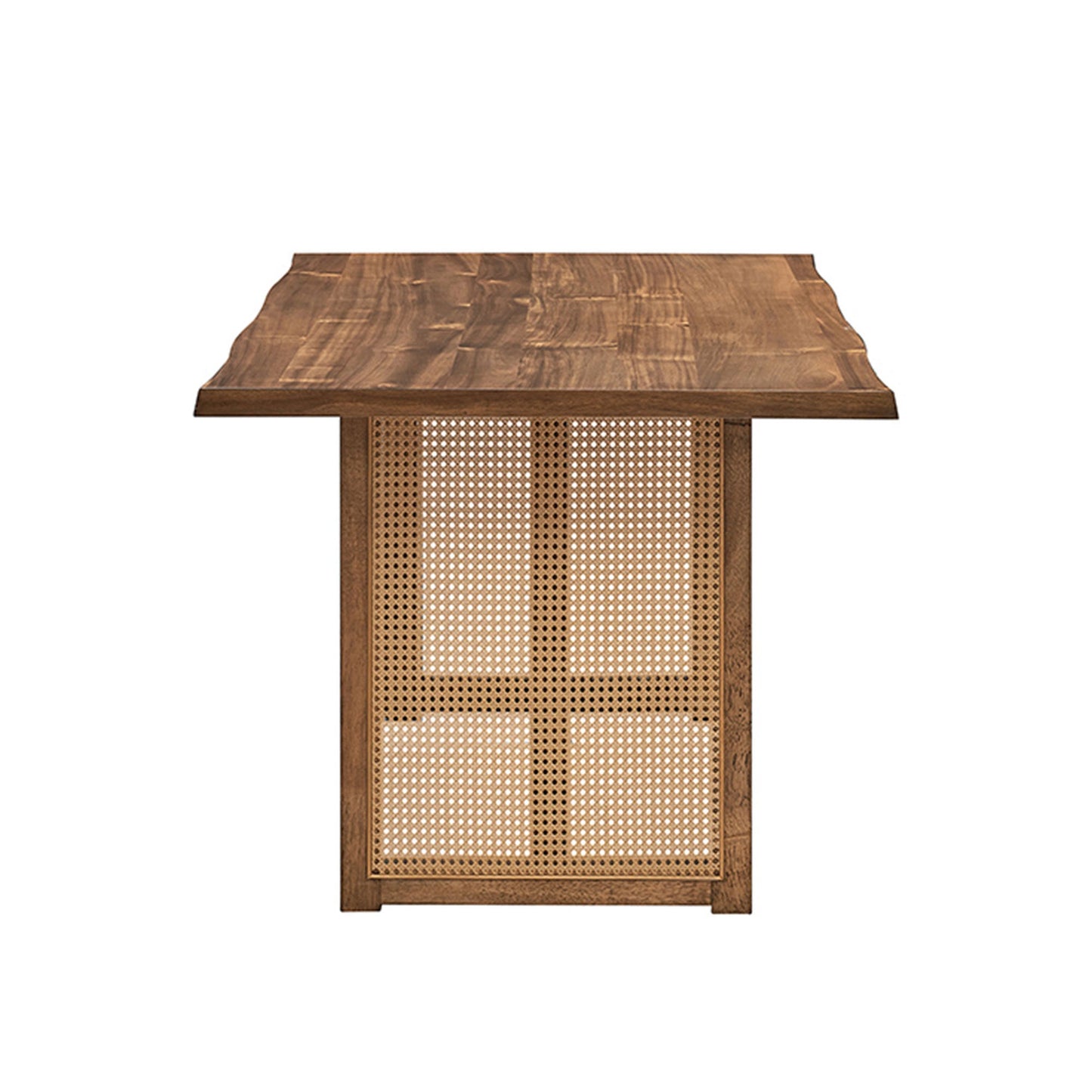 70.87 Inch Rectangular Waves Dining Table,Wooden Dining Table for 6 Persons,Mid Century Modern Large Kitchen Table for Living Room,Bohemian Dining Table with Rattan Weave for Restaurant,Office,OAK - 1st Choice Furniture Direct