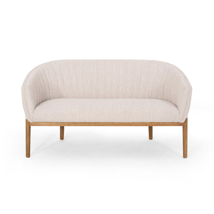 Mid Century Modern Loveseat with Channel Stitched Backrest