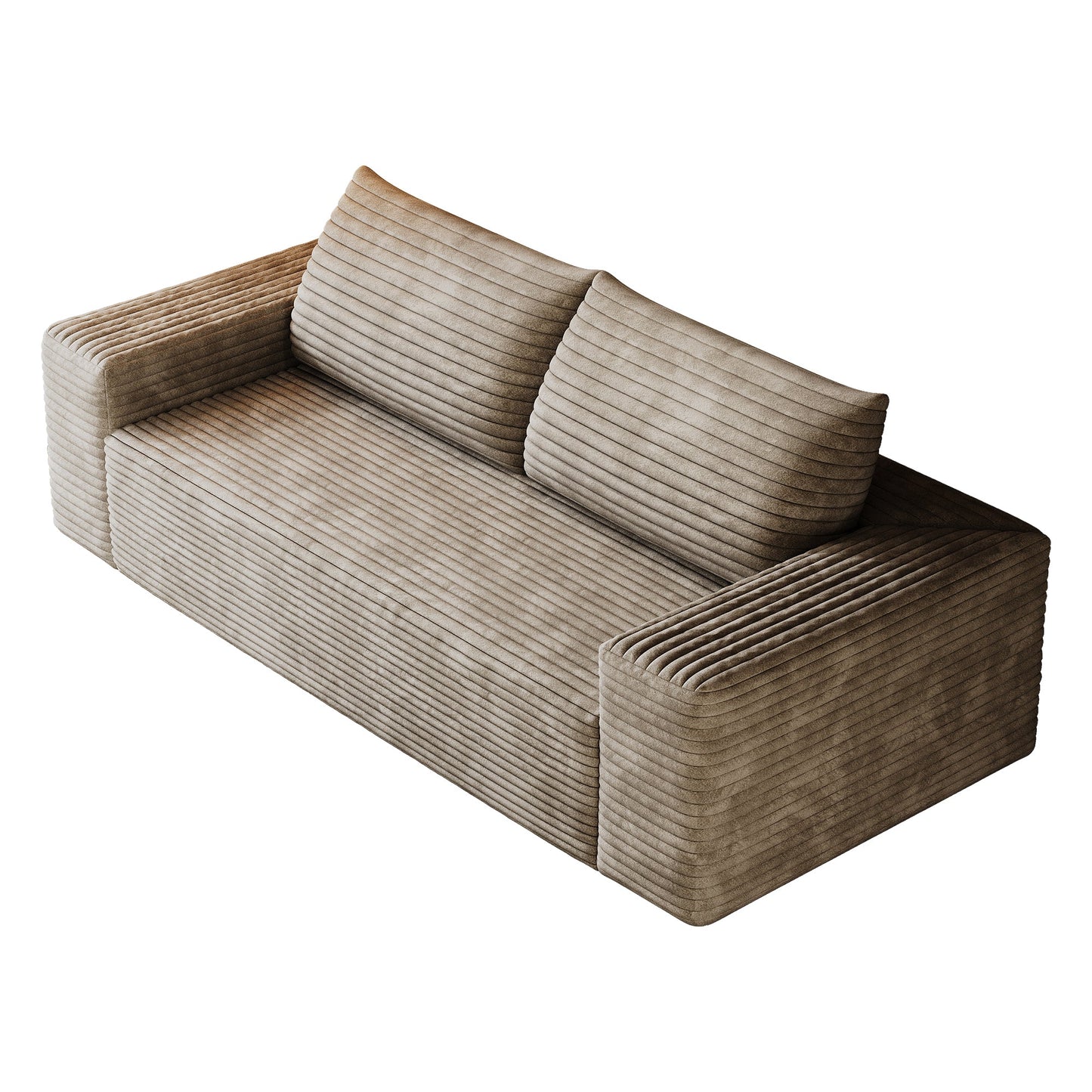71' 3Setaser Sofa,Corduroy Fabric,Deep Seat Couches,Comfy Loveseat Sofa,No Assembly,1pcs for Living room, Bedroom,Conference room ,Apartment,Camel - 1st Choice Furniture Direct