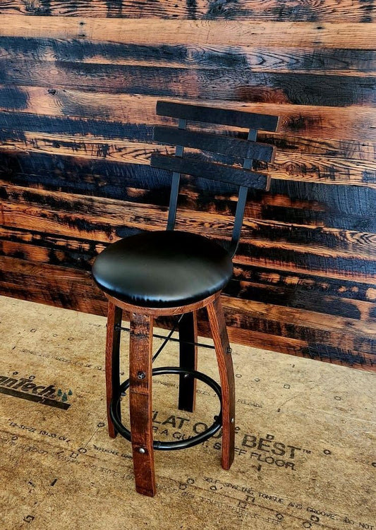 William Sheppee Shooters Whiskey Barrel Swivel Reverse Stave Leg Stool - 1st Choice Furniture Direct