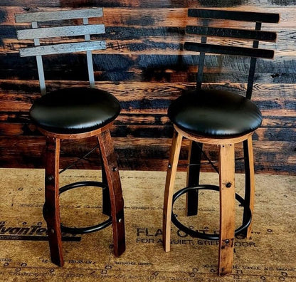 William Sheppee Whiskey Barrel Bar and Counter Stools 30" & 26" Seat