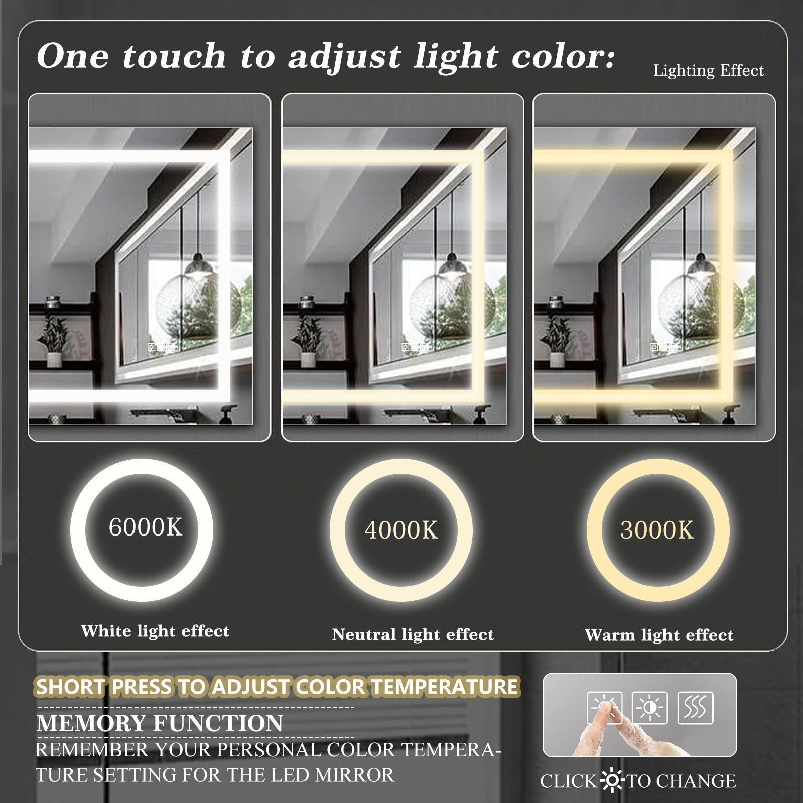 72' x 36' LED Bathroom Mirror with Anti - Fog and Touch Sensor – Modern Frameless Lighted Wall Mirror for Bathroom Vanity, Shower Room, or Dressing Area - 1st Choice Furniture Direct