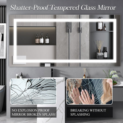 72' x 36' LED Bathroom Mirror with Anti - Fog and Touch Sensor – Modern Frameless Lighted Wall Mirror for Bathroom Vanity, Shower Room, or Dressing Area - 1st Choice Furniture Direct