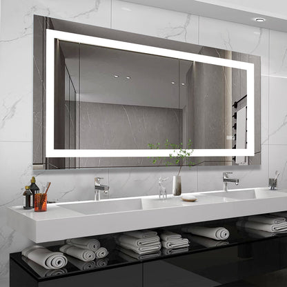 72' x 36' LED Bathroom Mirror with Anti - Fog and Touch Sensor – Modern Frameless Lighted Wall Mirror for Bathroom Vanity, Shower Room, or Dressing Area - 1st Choice Furniture Direct
