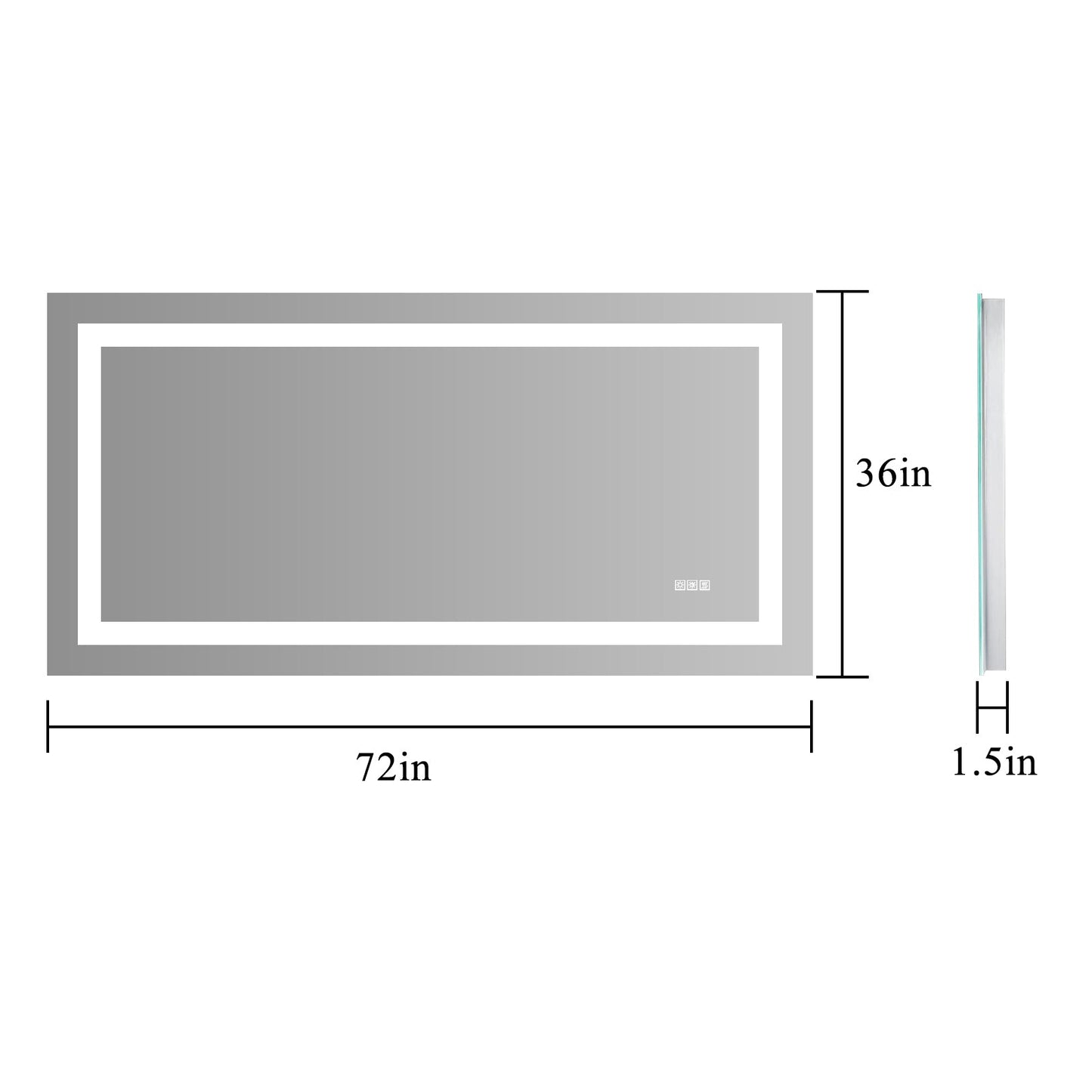 72' x 36' LED Bathroom Mirror with Anti - Fog and Touch Sensor – Modern Frameless Lighted Wall Mirror for Bathroom Vanity, Shower Room, or Dressing Area - 1st Choice Furniture Direct