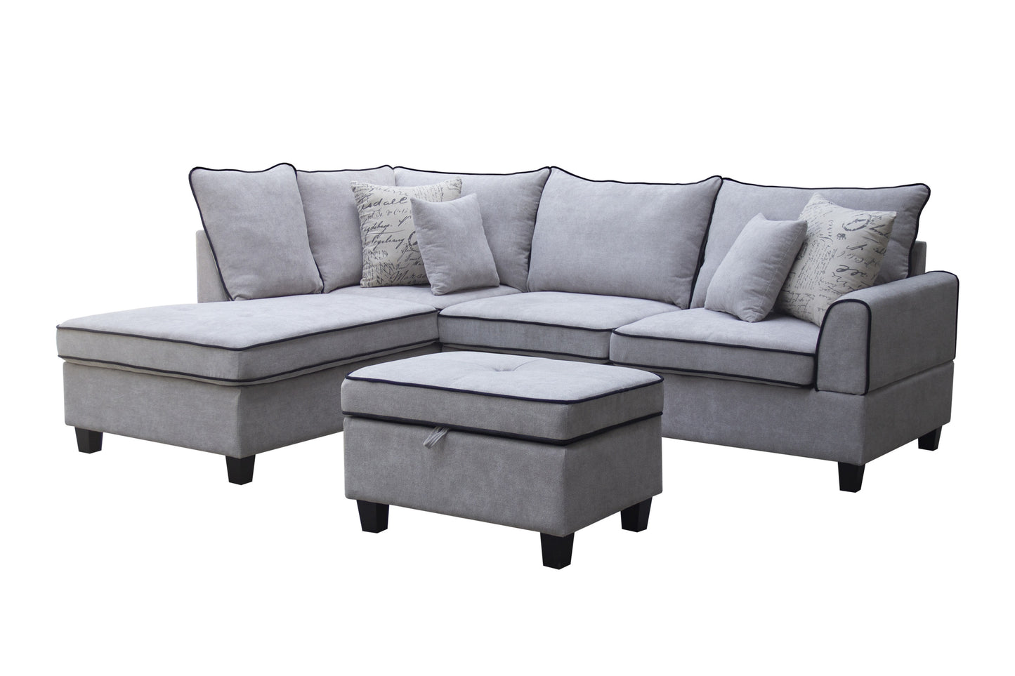 1st Choice Harmony Light Gray Fabric Sectional Sofa with Left-Facing Chaise
