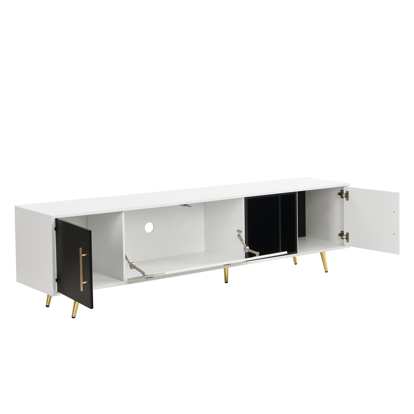 1st Choice Stylish TV Stand Two-tone Media Console with Golden Metal