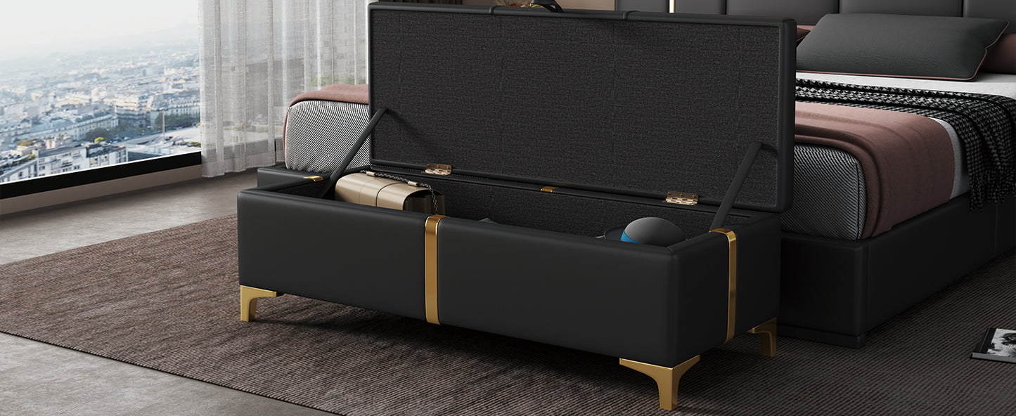 1st Choice Elegant Upholstered Storage Bedroom Ottoman Bench in Black