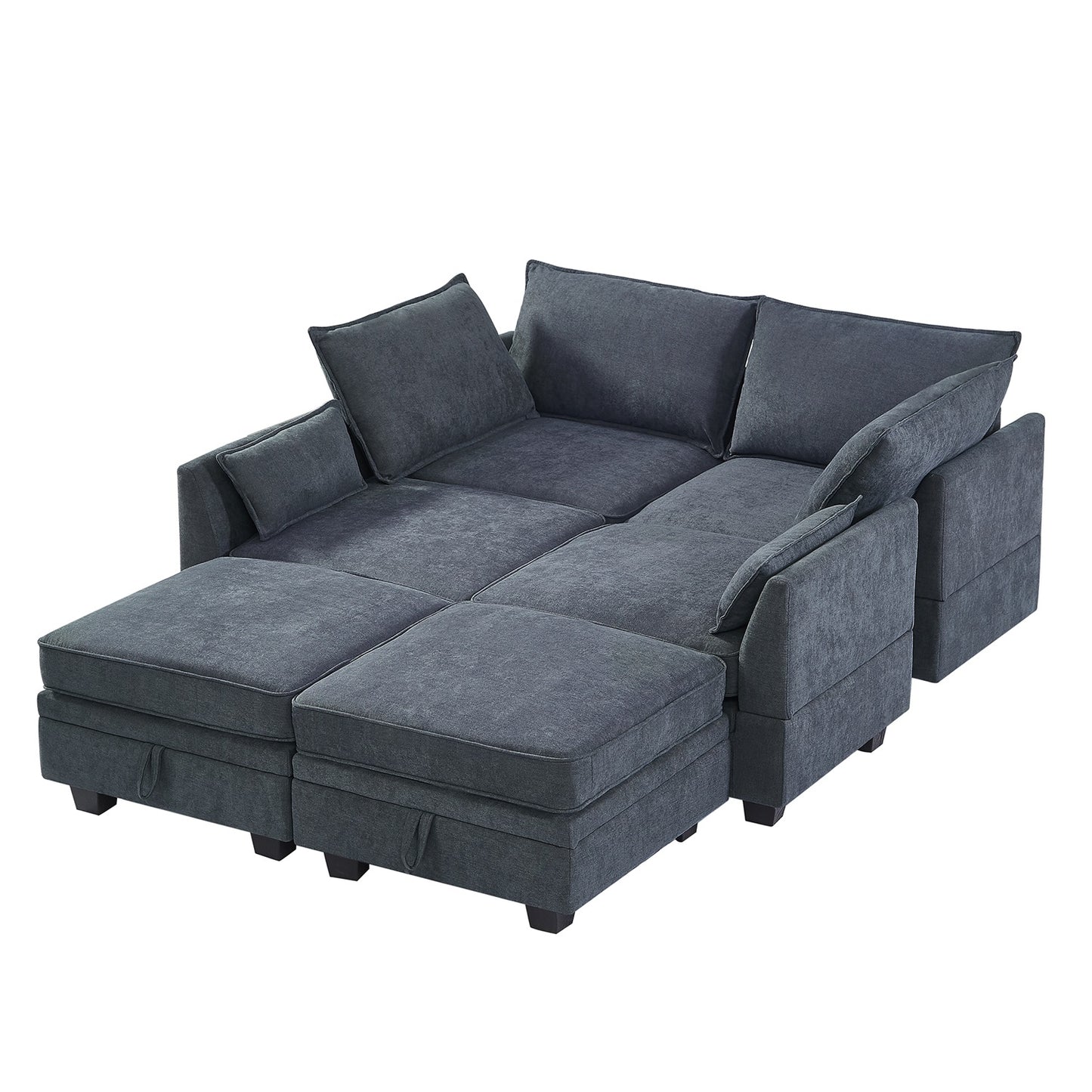 1st Choice Luxury Modern Living Room Large U-Shape Sectional Sofa in Dark Gray