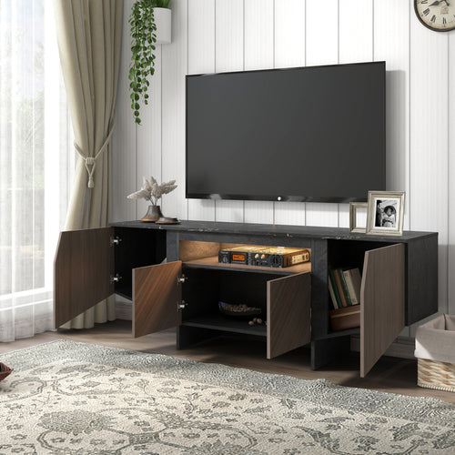 1st Choice 68" TV Stand Console Table Storage Cabinet with LED Lightswitch