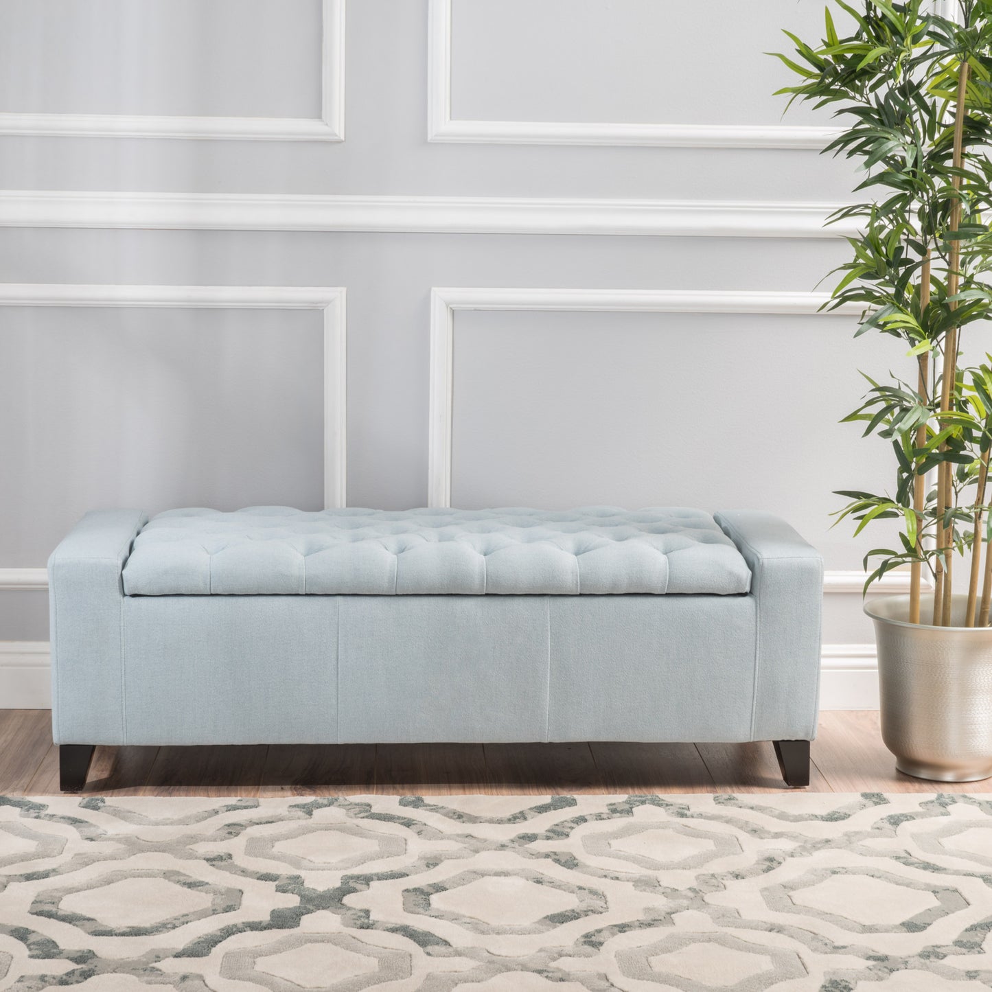 1st Choice Contemporary Fabric Extra Seating Storage Ottoman in Blue