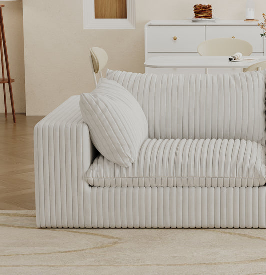 Modern Modular Armless Sofa Chair with Feather-Filled Cushion