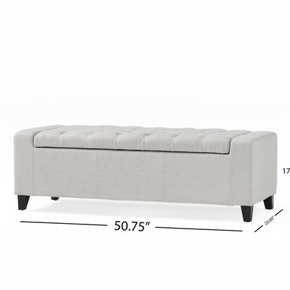 1st Choice Modern Bedroom Tufted Guernsey Storage Fabric Grey Ottoman