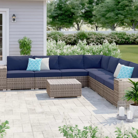 Stylish Rattan Wicker Fully Assembled 6-Person Seating Group with Premium Sunbrella Cushions – Perfect for Outdoor Entertaining