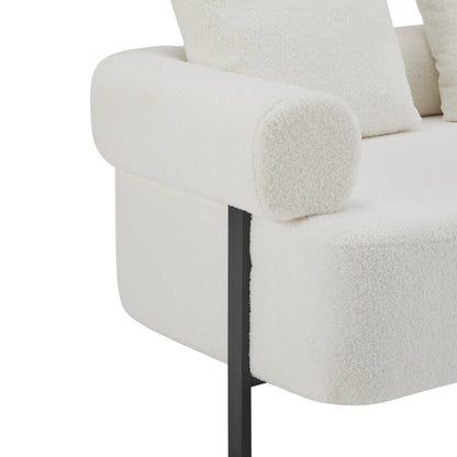 78' Modern 3-Seater Beige Upholstered Sofa, Oversized Comfy Couch with 3 Plush Pillows for Living Room, Bedroom, Apartment - 1st Choice Furniture Direct