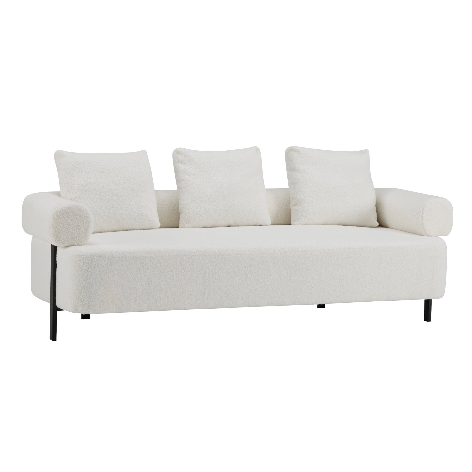 78' Modern 3-Seater Beige Upholstered Sofa, Oversized Comfy Couch with 3 Plush Pillows for Living Room, Bedroom, Apartment - 1st Choice Furniture Direct