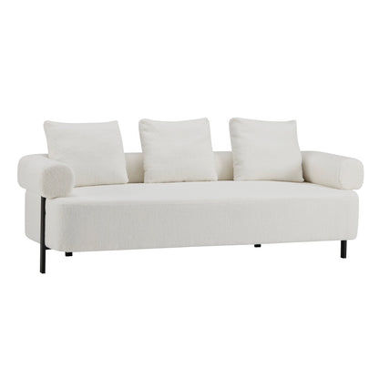 78' Modern 3-Seater Beige Upholstered Sofa, Oversized Comfy Couch with 3 Plush Pillows for Living Room, Bedroom, Apartment - 1st Choice Furniture Direct