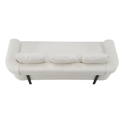 78' Modern 3-Seater Beige Upholstered Sofa, Oversized Comfy Couch with 3 Plush Pillows for Living Room, Bedroom, Apartment - 1st Choice Furniture Direct