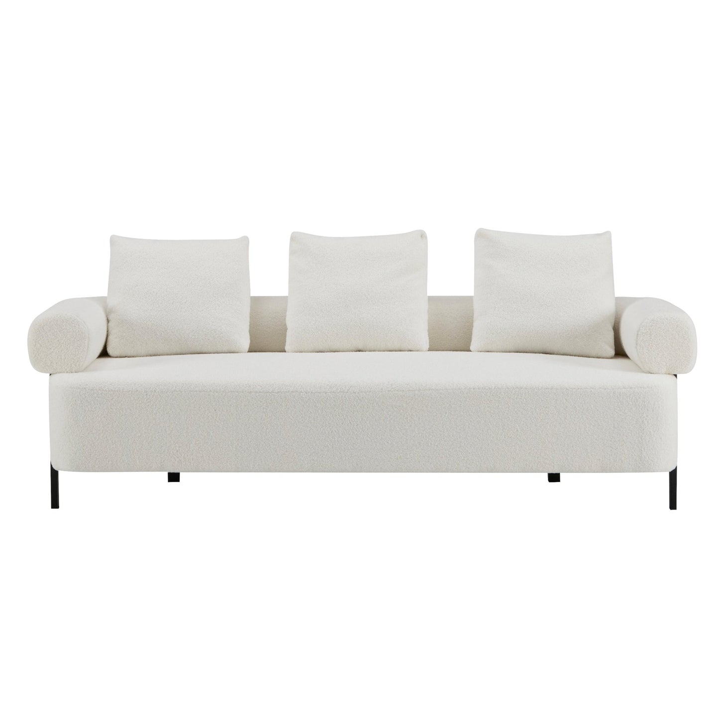 78' Modern 3-Seater Beige Upholstered Sofa, Oversized Comfy Couch with 3 Plush Pillows for Living Room, Bedroom, Apartment - 1st Choice Furniture Direct