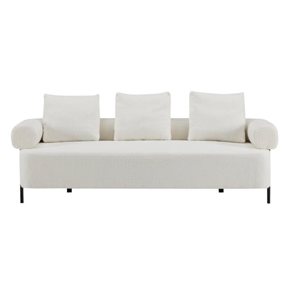 78' Modern 3-Seater Beige Upholstered Sofa, Oversized Comfy Couch with 3 Plush Pillows for Living Room, Bedroom, Apartment - 1st Choice Furniture Direct