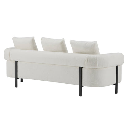 78' Modern 3-Seater Beige Upholstered Sofa, Oversized Comfy Couch with 3 Plush Pillows for Living Room, Bedroom, Apartment - 1st Choice Furniture Direct