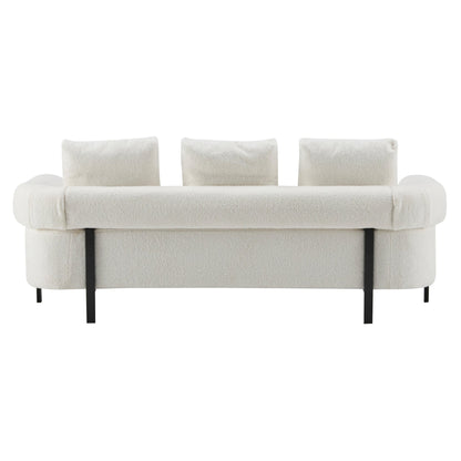 78' Modern 3-Seater Beige Upholstered Sofa, Oversized Comfy Couch with 3 Plush Pillows for Living Room, Bedroom, Apartment - 1st Choice Furniture Direct