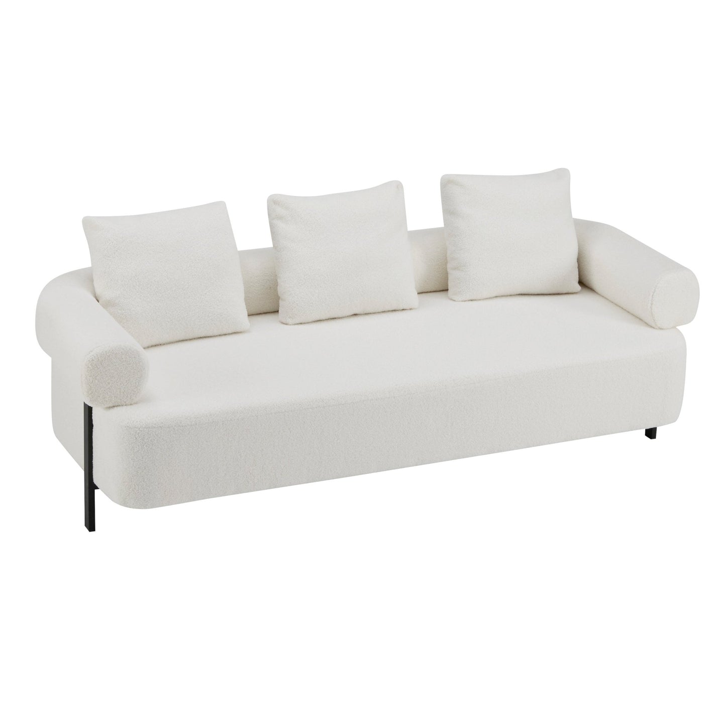 78' Modern 3-Seater Beige Upholstered Sofa, Oversized Comfy Couch with 3 Plush Pillows for Living Room, Bedroom, Apartment - 1st Choice Furniture Direct