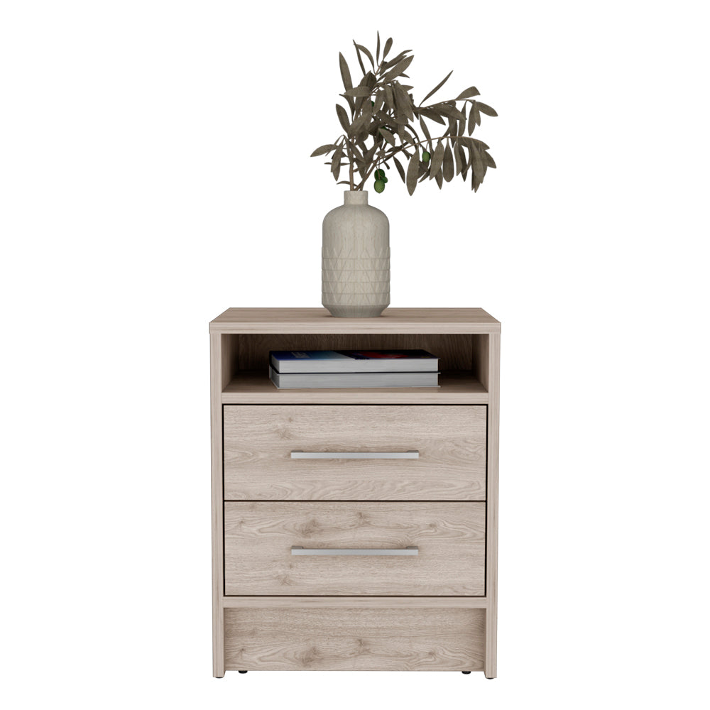 1st Choice Modern Two Drawers Bedroom Nightstand in Light Gray Finish