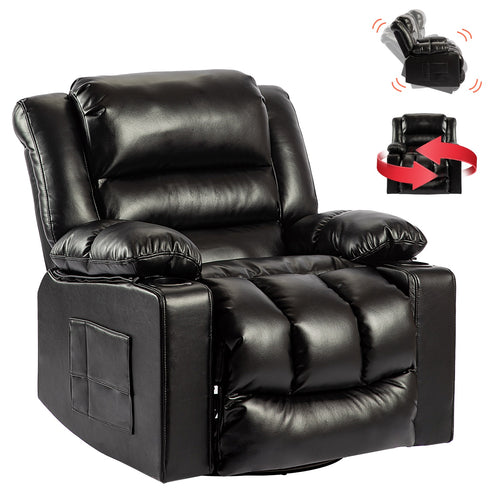 1st Choice 36.6" Wide Velvet Manual Swivel Rocker Heating Massage Recliner Chair
