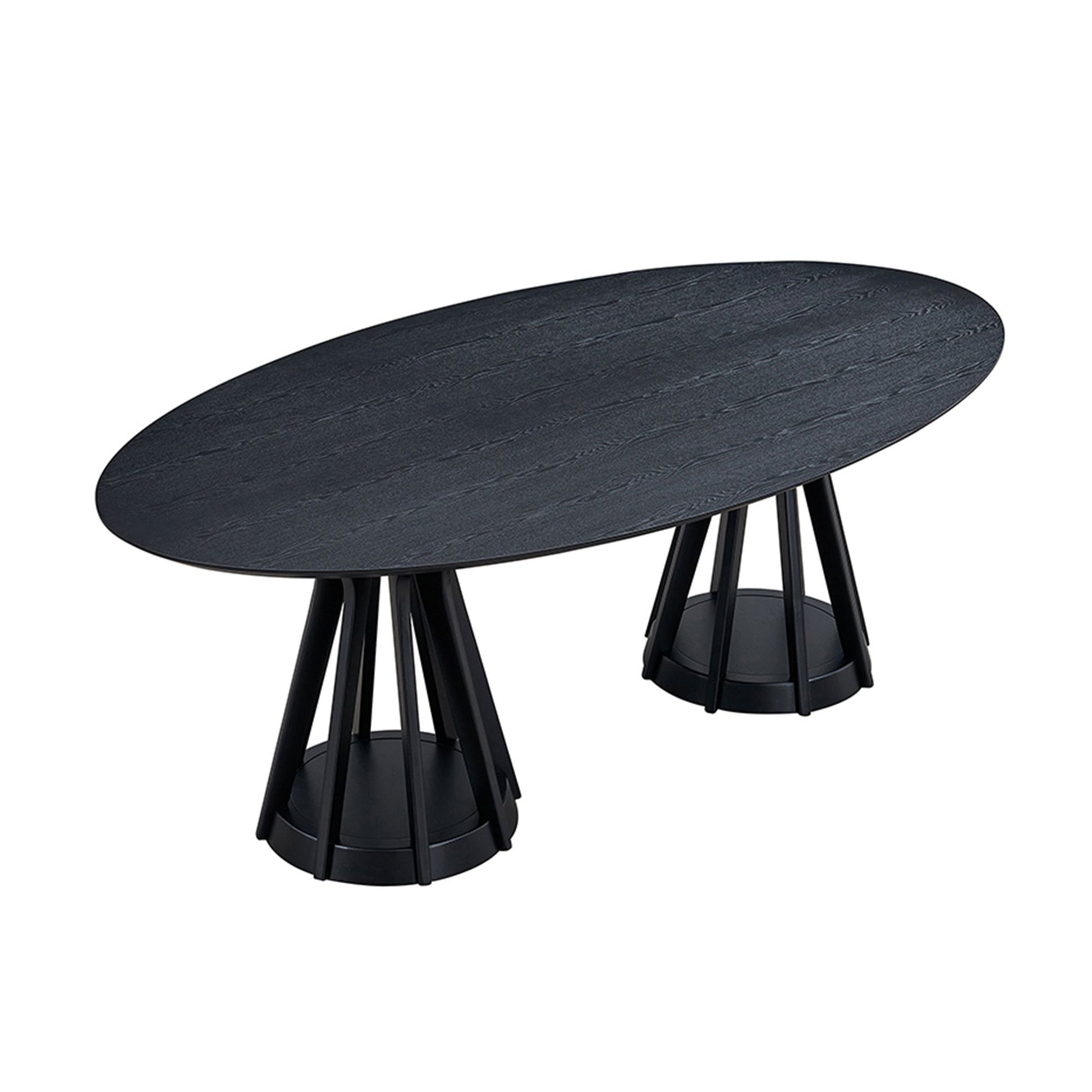 78.74 Inch Modern Dining Table Ellipse Wooden Table for Living Room,Oval MDF Table with Sturdy Pedestal for Restaurant,Black - 1st Choice Furniture Direct