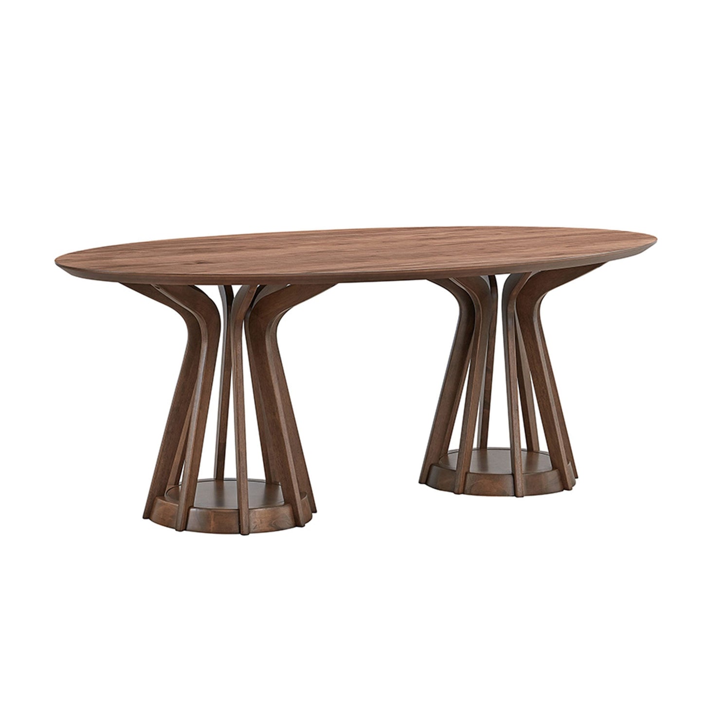78.74 Inch Modern Dining Table Ellipse Wooden Table for Living Room,Oval MDF Table with Sturdy Pedestal for Restaurant,Walnut - 1st Choice Furniture Direct