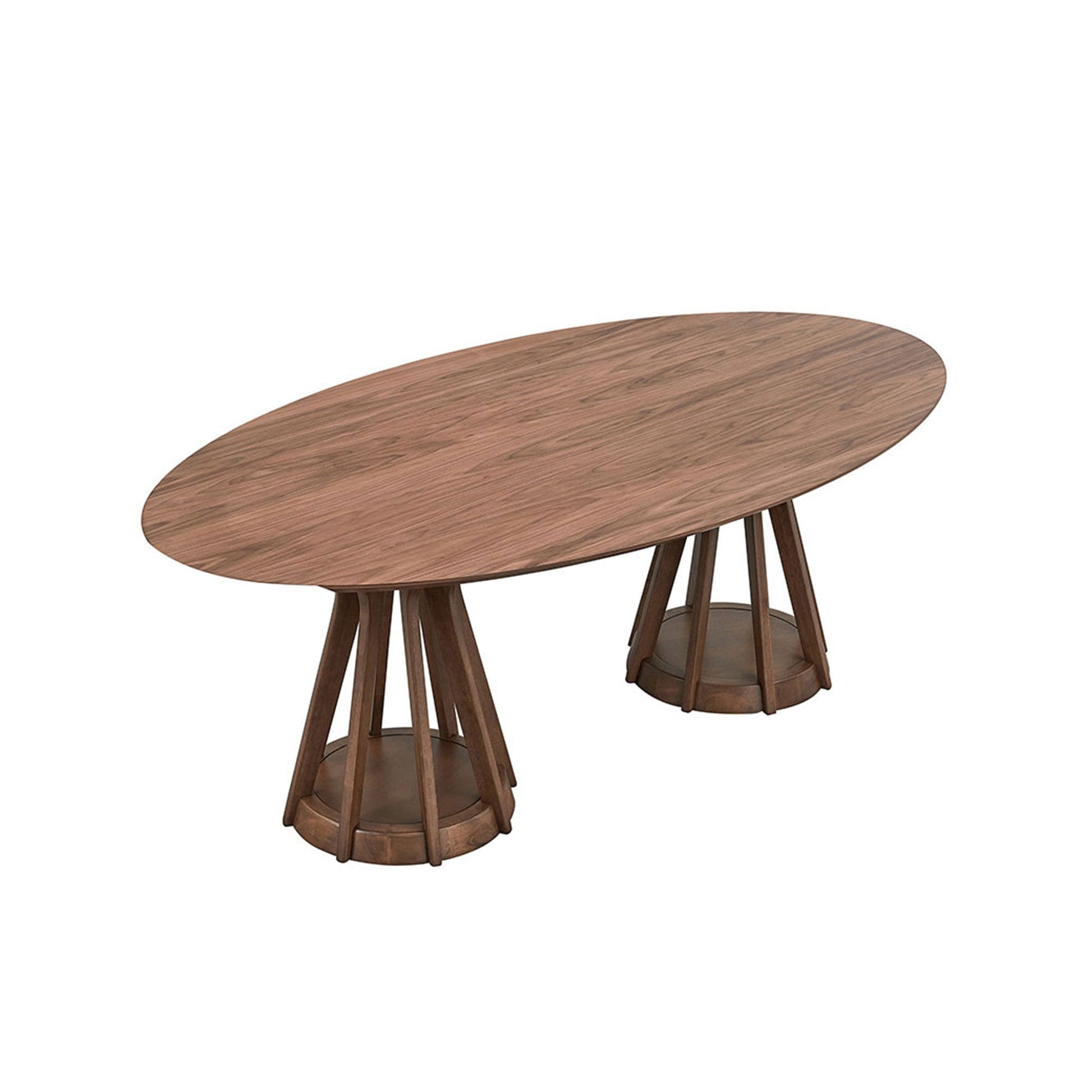 78.74 Inch Modern Dining Table Ellipse Wooden Table for Living Room,Oval MDF Table with Sturdy Pedestal for Restaurant,Walnut - 1st Choice Furniture Direct