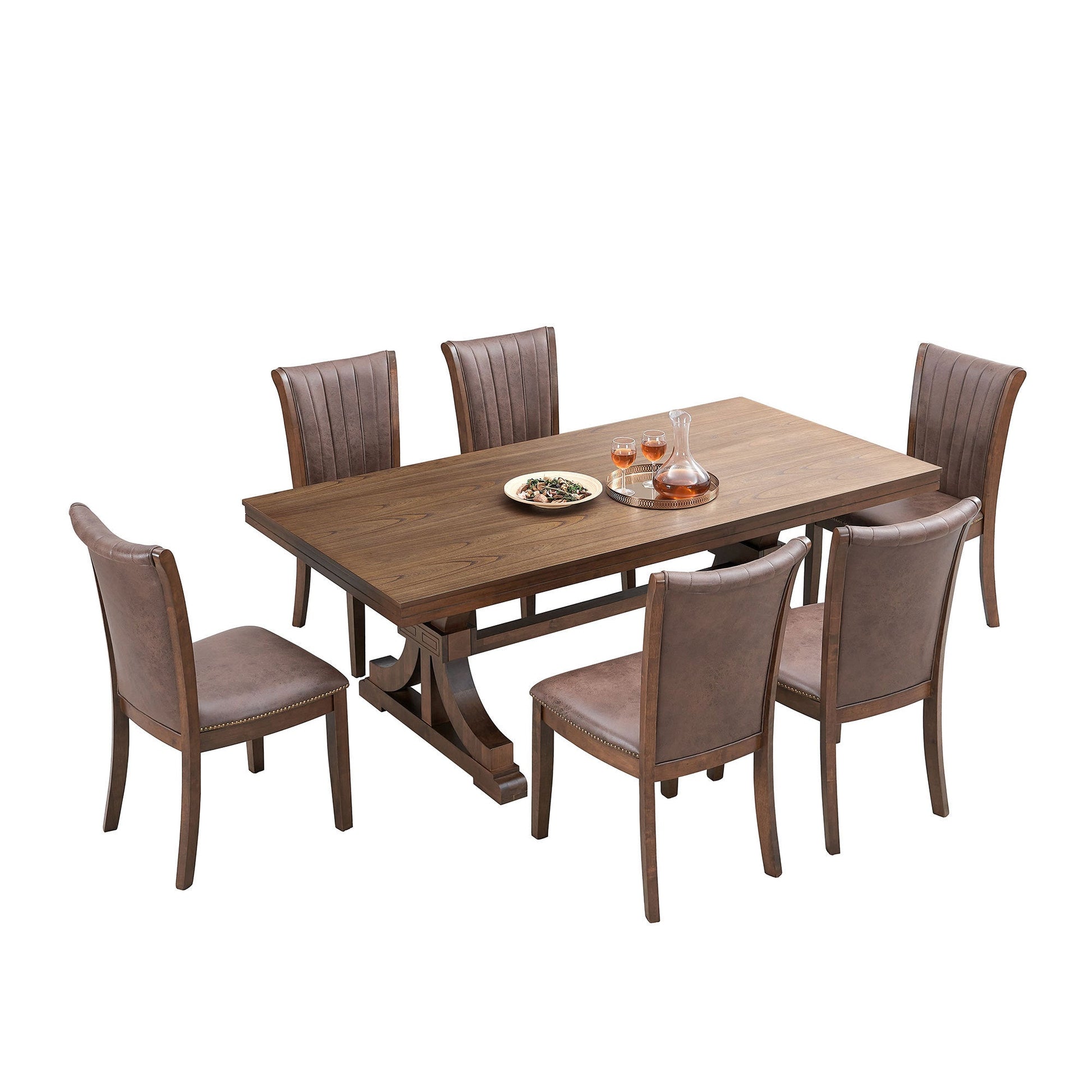 78.74''Rectangular Rubber Wood Dining Table for 6 - 8 with Wooden Trestle Pedestal Base,Mid Century Modern Kitchen Wooden Table Dinner Table for Dining Room, Living Room,OAK - 1st Choice Furniture Direct