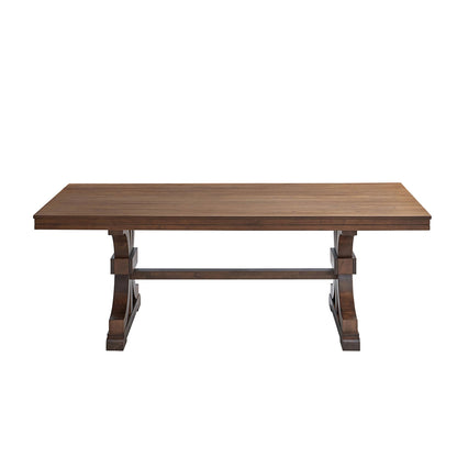 78.74''Rectangular Rubber Wood Dining Table for 6 - 8 with Wooden Trestle Pedestal Base,Mid Century Modern Kitchen Wooden Table Dinner Table for Dining Room, Living Room,OAK - 1st Choice Furniture Direct