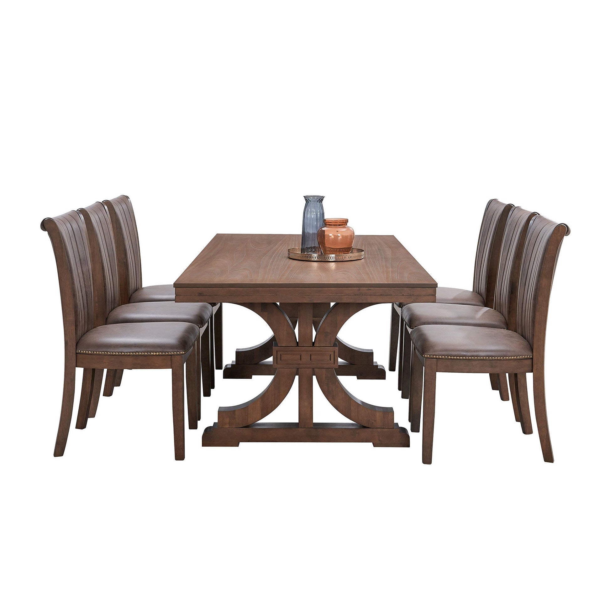 78.74''Rectangular Rubber Wood Dining Table for 6 - 8 with Wooden Trestle Pedestal Base,Mid Century Modern Kitchen Wooden Table Dinner Table for Dining Room, Living Room,OAK - 1st Choice Furniture Direct
