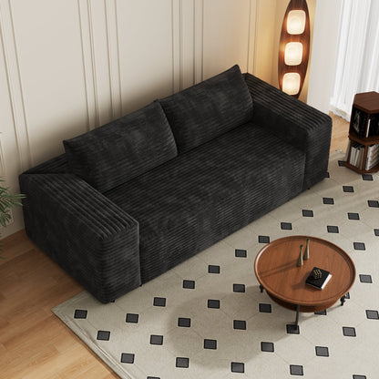 78.8' 3Setaser Sofa,Corduroy Fabric,Deep Seat Couches,Comfy Loveseat Sofa,No Assembly,1pcs for Living room, Bedroom,Conference room ,Apartment,Black - 1st Choice Furniture Direct