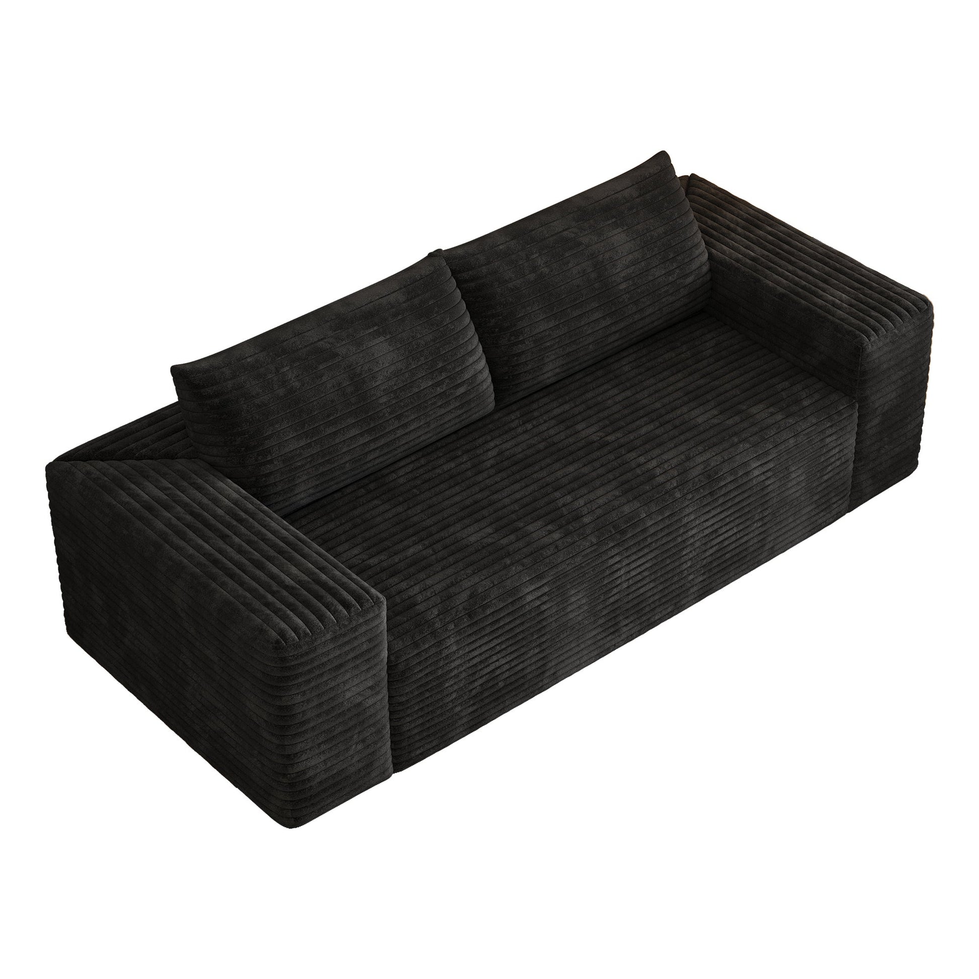 78.8' 3Setaser Sofa,Corduroy Fabric,Deep Seat Couches,Comfy Loveseat Sofa,No Assembly,1pcs for Living room, Bedroom,Conference room ,Apartment,Black - 1st Choice Furniture Direct